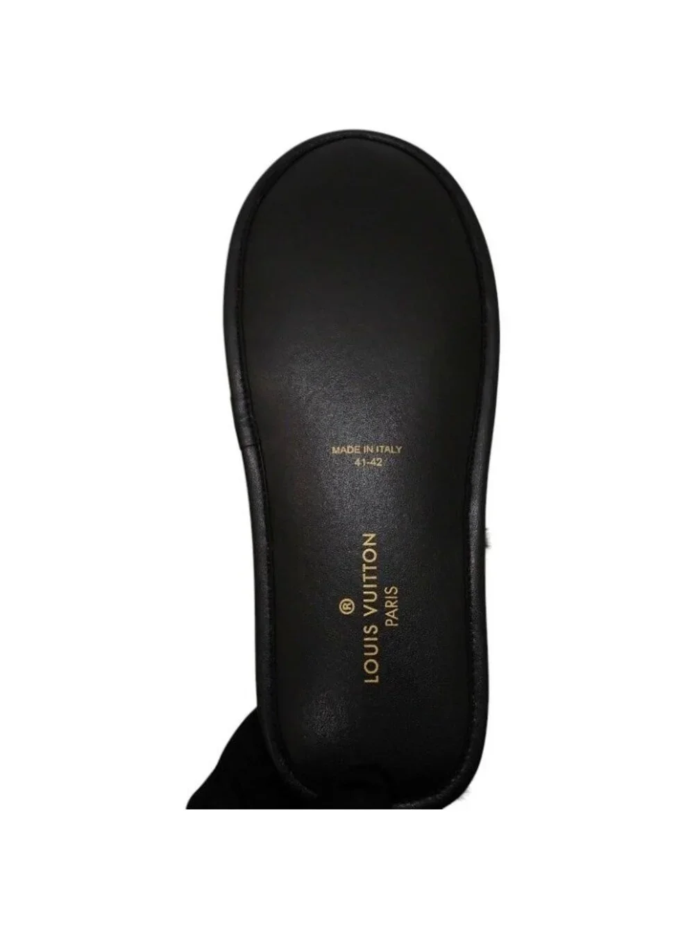 Louis Vuitton LV Suit Line Mules Slippers Room Shoes 42 Velvet Mink Black